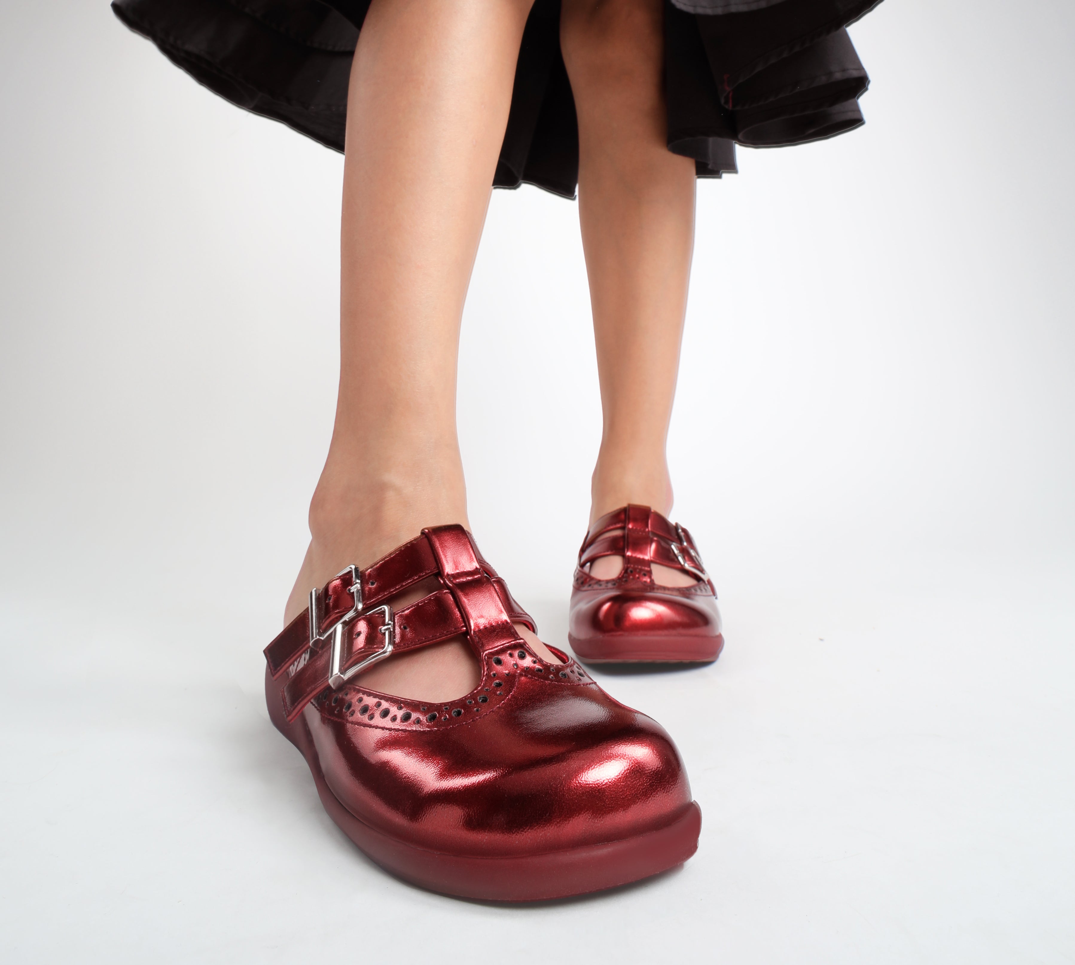 Chrome Crush Crimson Women's Mary Jane Clogs - Glamourous Grace