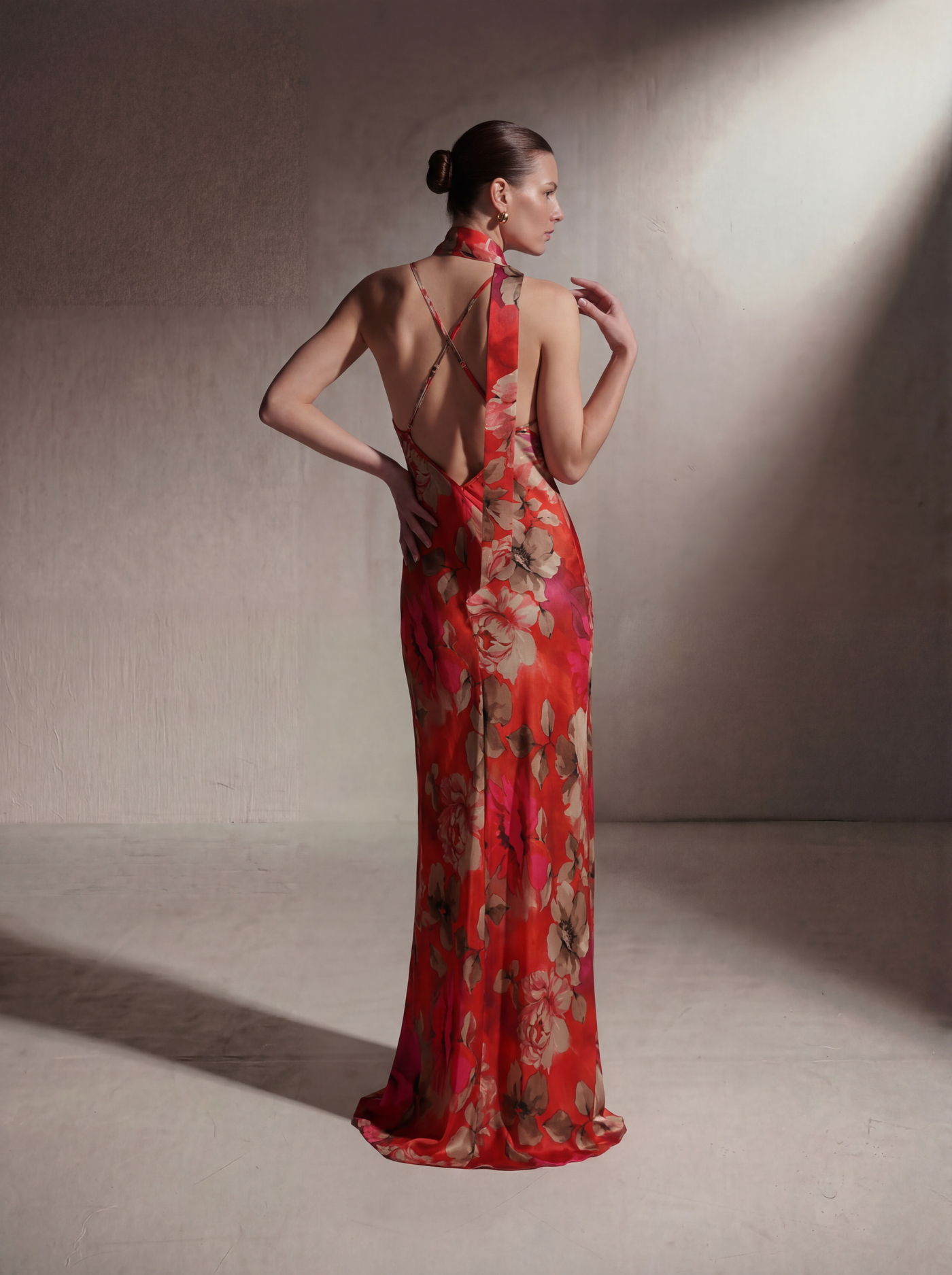Silk Bias Slip - Red Floral
