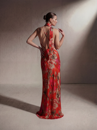 Silk Bias Slip - Red Floral