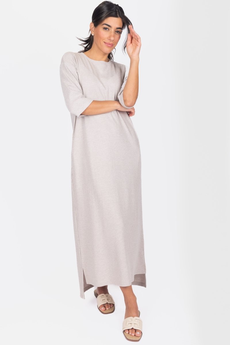 Reese Dress Short Sleeve 51" (Stone) - Glamourous Grace