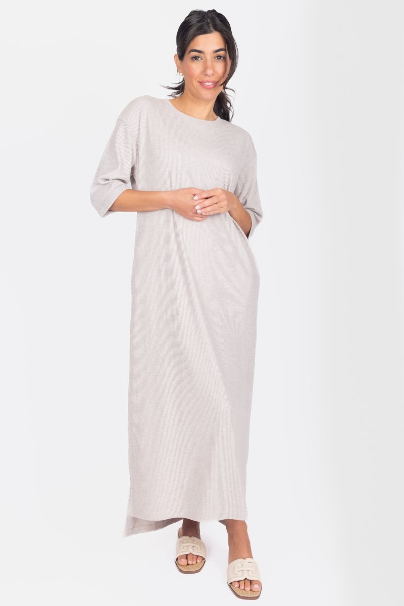 Reese Dress Short Sleeve 51" (Stone) - Glamourous Grace
