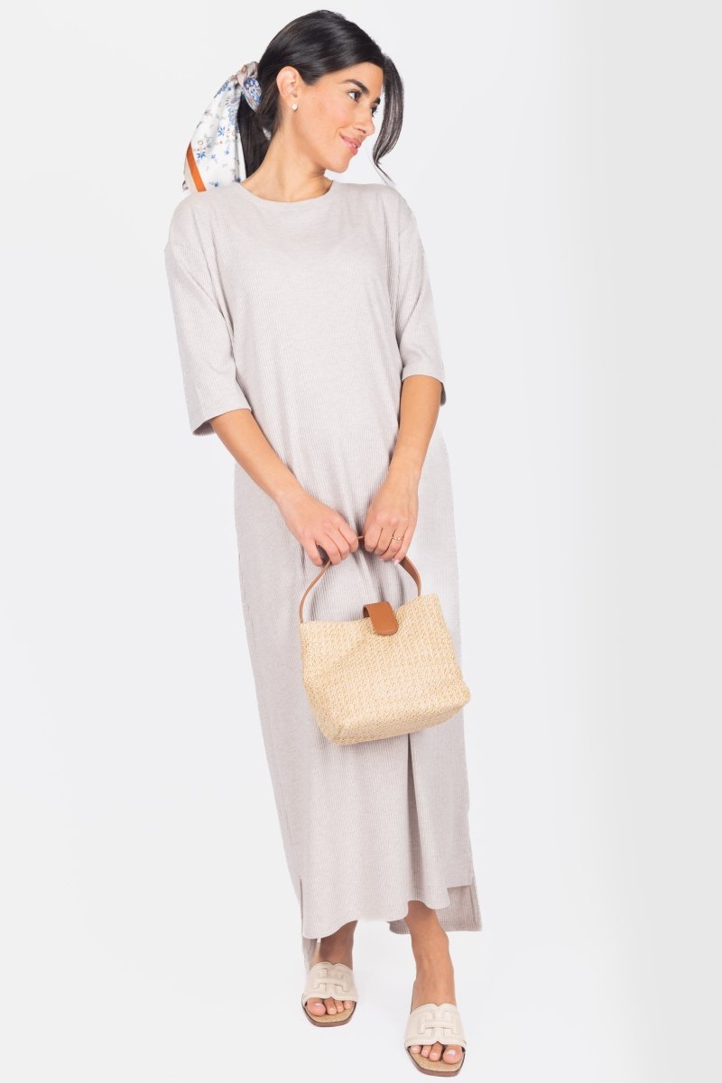 Reese Dress Short Sleeve 51" (Stone) - Glamourous Grace
