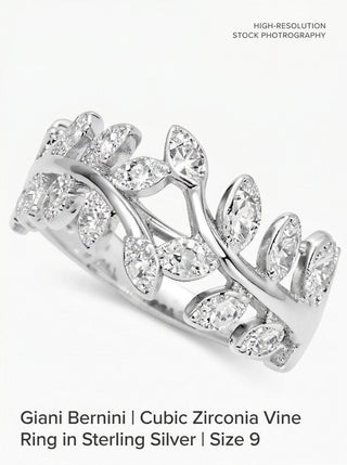 Giani Bernini Cubic Zirconia Vine Ring in Sterling Silver,Size 9