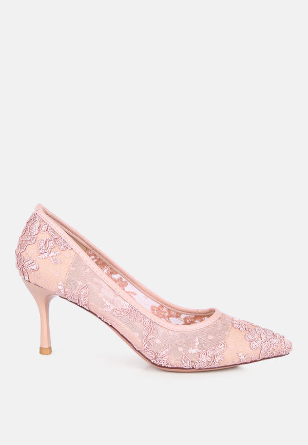 Reunion Lace Mid Heel Pumps - Glamourous Grace