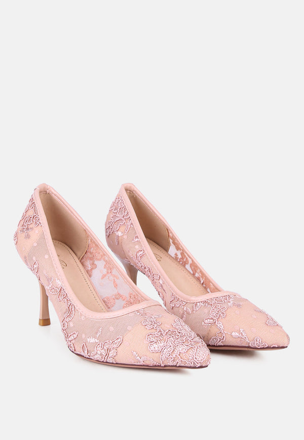 Reunion Lace Mid Heel Pumps - Glamourous Grace