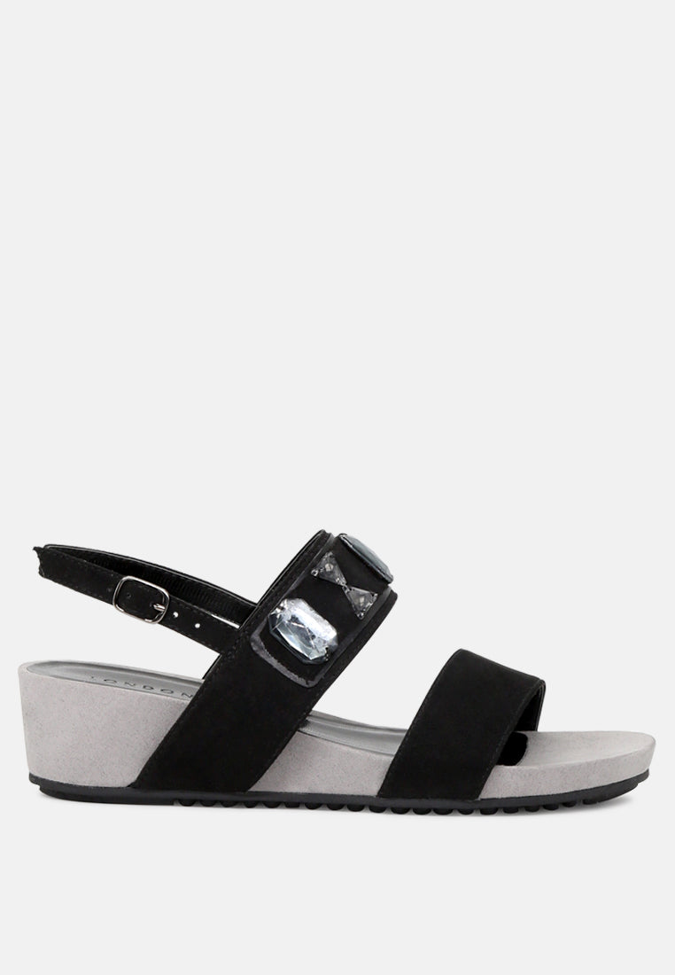 Rhinestone Slingback Wedge Sandals - Glamourous Grace