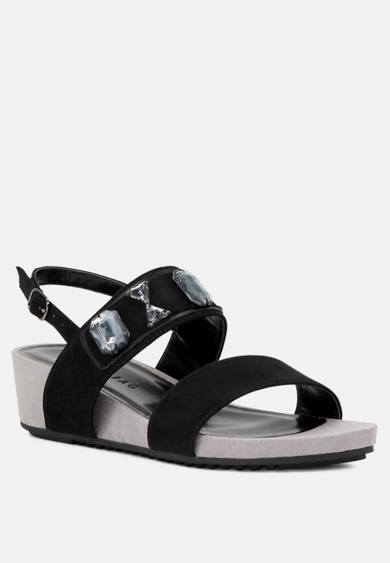 Rhinestone Slingback Wedge Sandals - Glamourous Grace