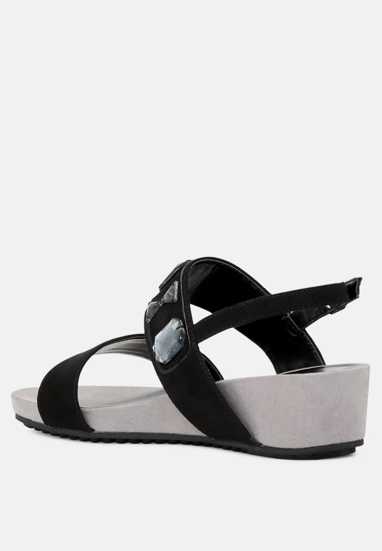 Rhinestone Slingback Wedge Sandals - Glamourous Grace