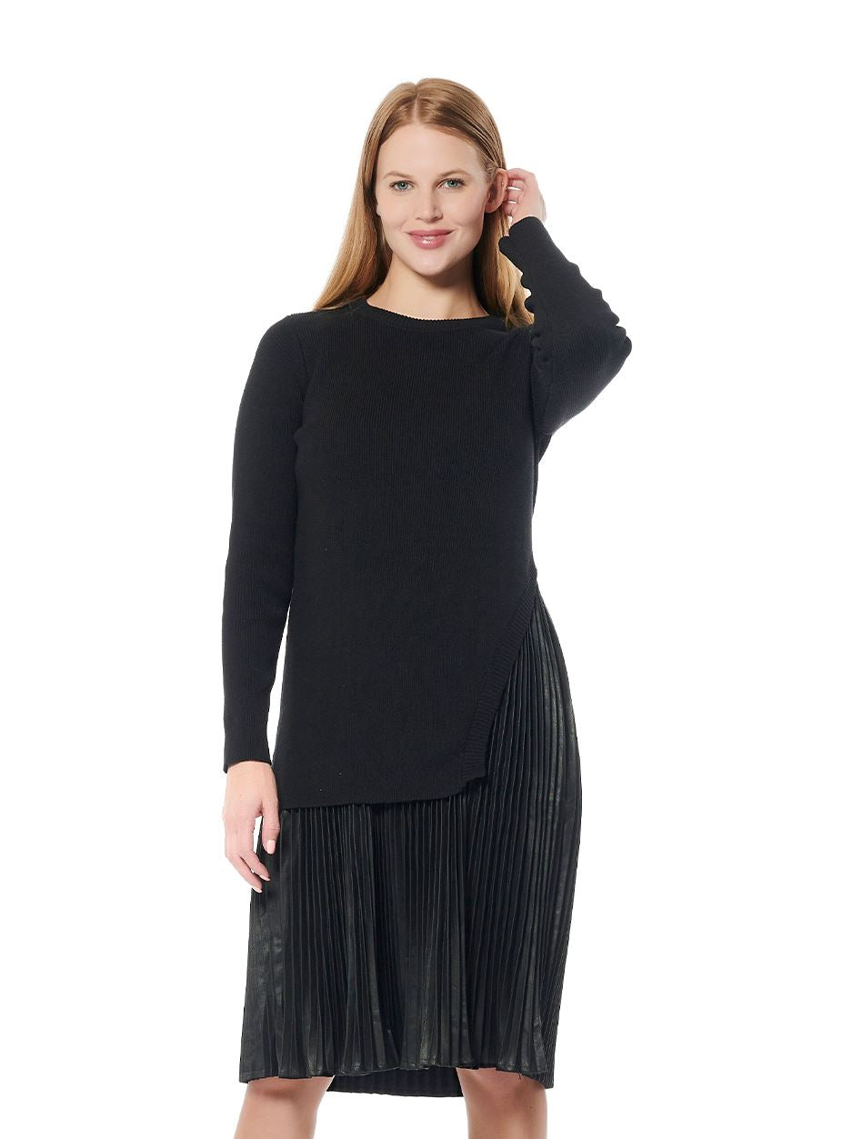Ribbed Top Layered with Pleated Underdress - Glamourous Grace