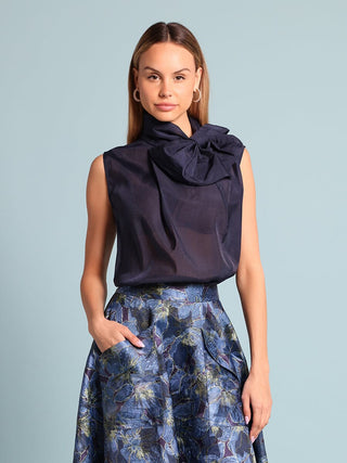 Ribbon Bow Sleeveless Organza Top