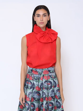 Ribbon Bow Sleeveless Organza Top