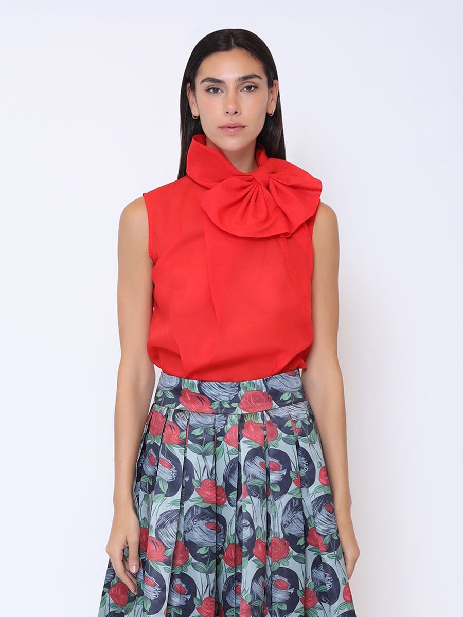 Ribbon Bow Sleeveless Organza Top - Glamourous Grace