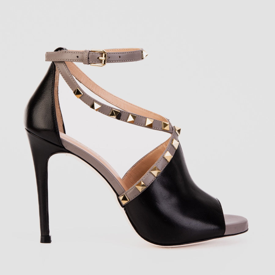 The Ribnica Black Leather Ankle Strap Women Sandal - Glamourous Grace
