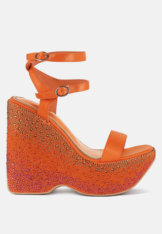 Richness Rhinestones Embellished Ultra High Wedge Sandals