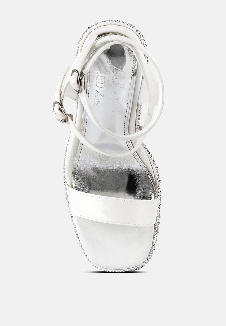 Richness Rhinestones Embellished Ultra High Wedge Sandals - Glamourous Grace