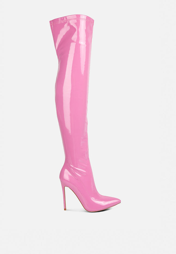 Riggle Long Patent Pu High Heel Boots - Glamourous Grace