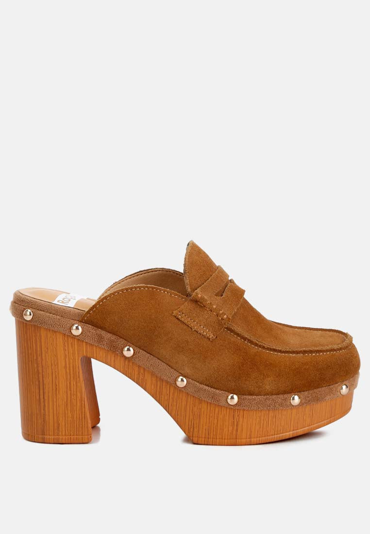 Riley Genuine Suede Platform Clogs - Glamourous Grace