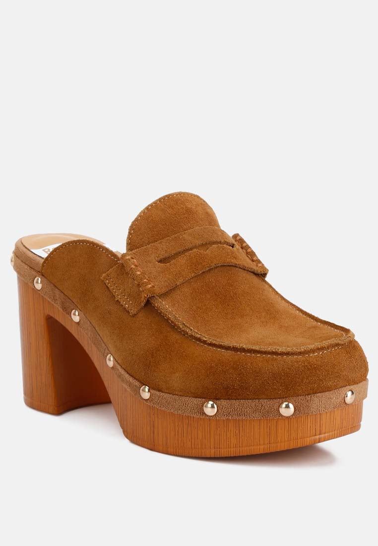 Riley Genuine Suede Platform Clogs - Glamourous Grace