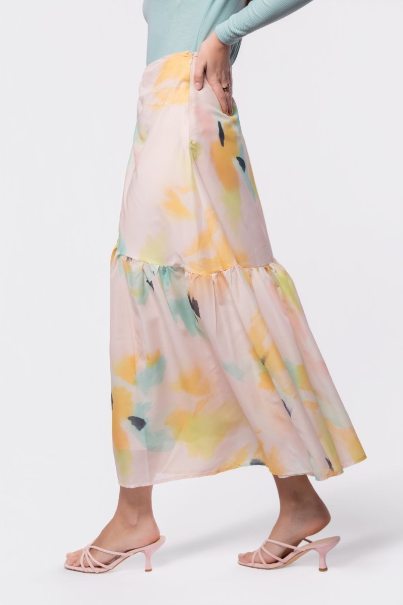 Rina Skirt (Peach Green) - Glamourous Grace