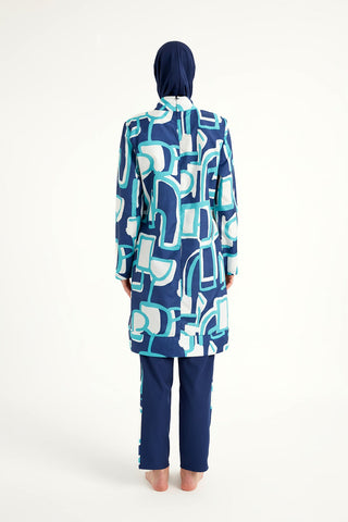Navy Blue Full Coverage Modest Swimwear Set for Women R2513