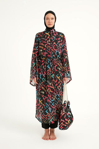 Rivamera Graphic Print Beach Kimono - RP2507
