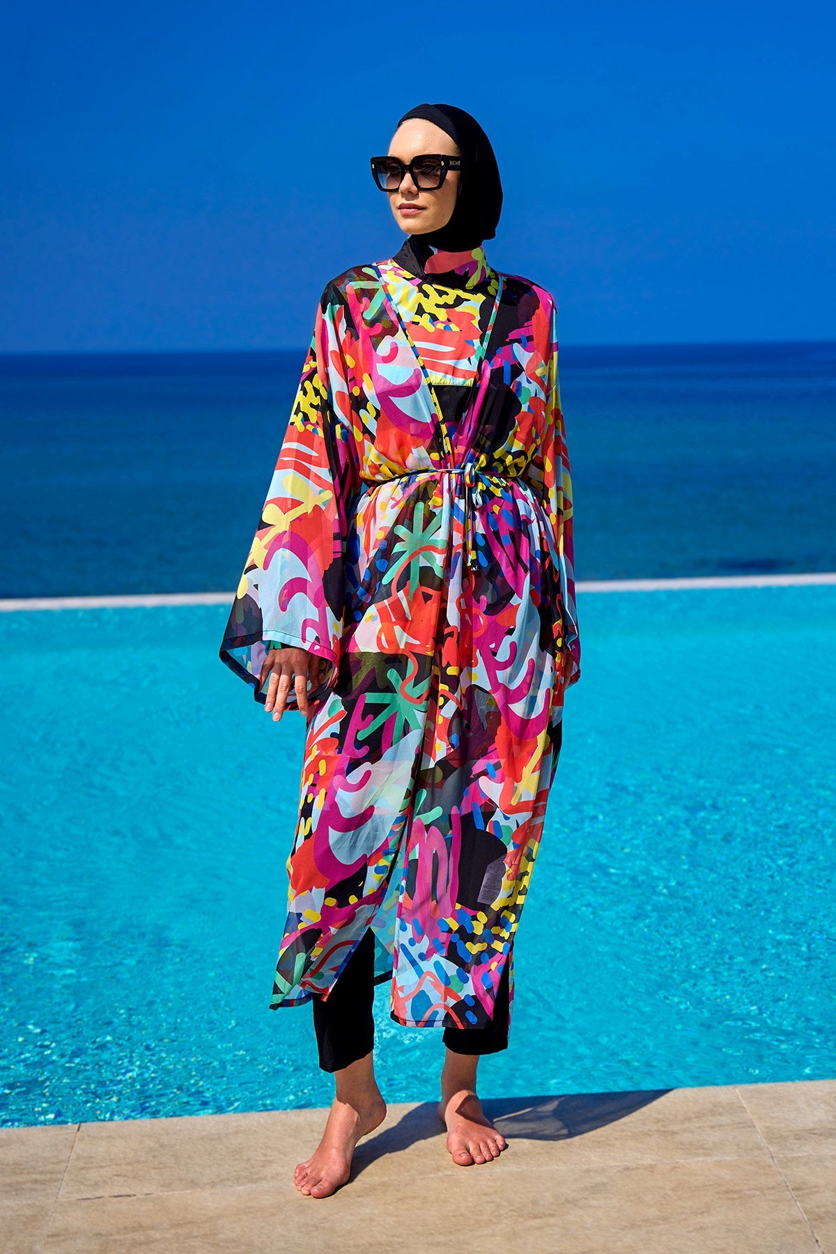 Rivamera Tropical Print Chiffon Kimono - RP2510 - Glamourous Grace