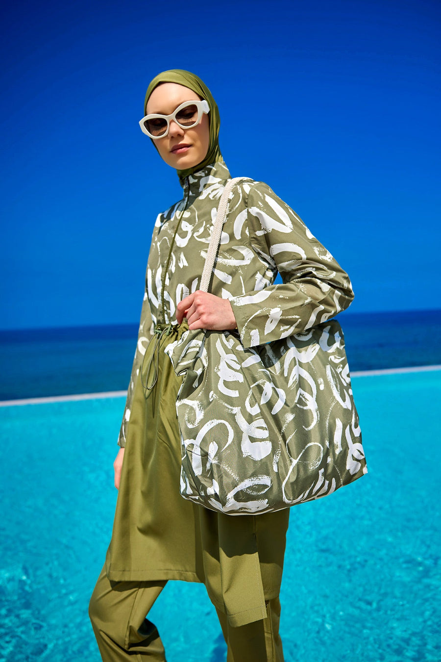 Green Full Coverage Modest Swimwear Set for Women R2506 - Glamourous Grace