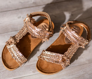 River Dance Woven Sandal in Champagne - Glamourous Grace