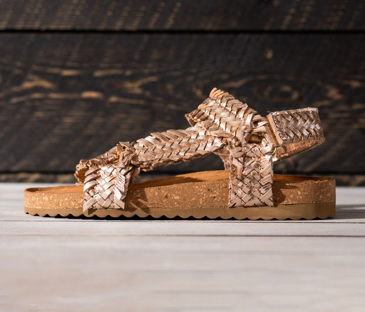 River Dance Woven Sandal in Champagne - Glamourous Grace