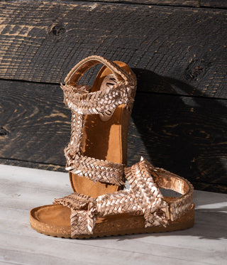 River Dance Woven Sandal in Champagne - Glamourous Grace
