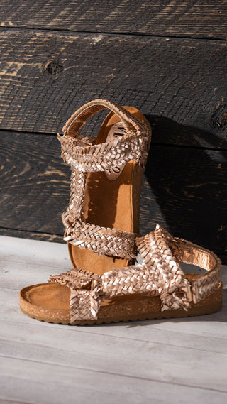 River Dance Woven Sandal in Champagne - Glamourous Grace