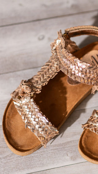 River Dance Woven Sandal in Champagne - Glamourous Grace