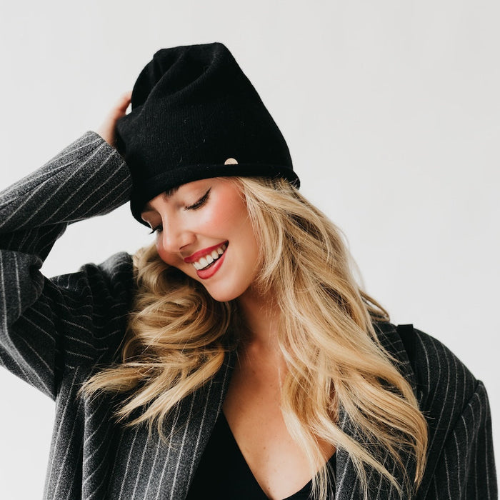 Rolled Edge, Cashmere Beanie - Glamourous Grace
