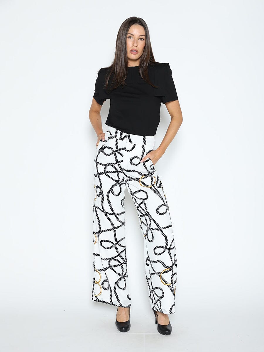 Rope and Ring Print Wide Pants - Glamourous Grace