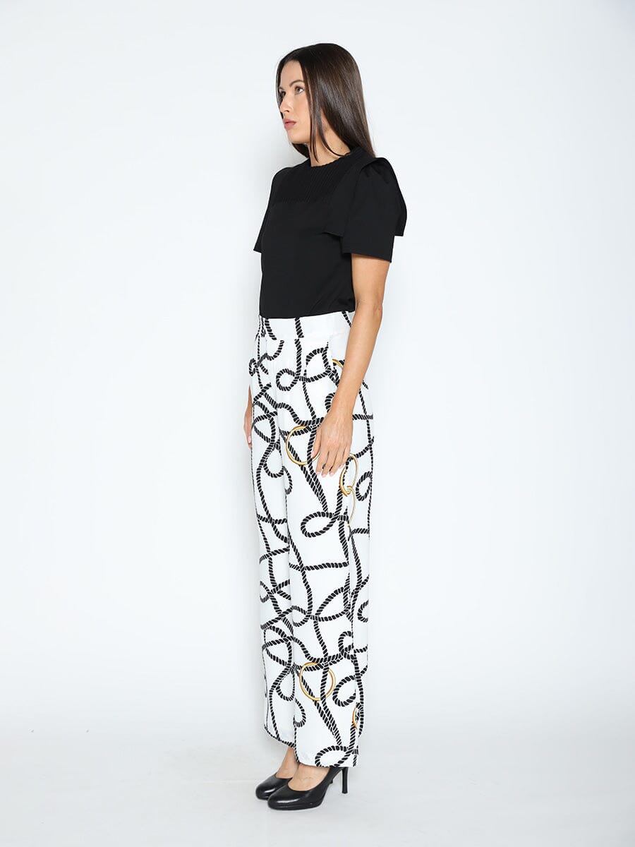Rope and Ring Print Wide Pants - Glamourous Grace