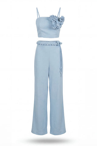Rosalia Pants and Top Set In Celeste