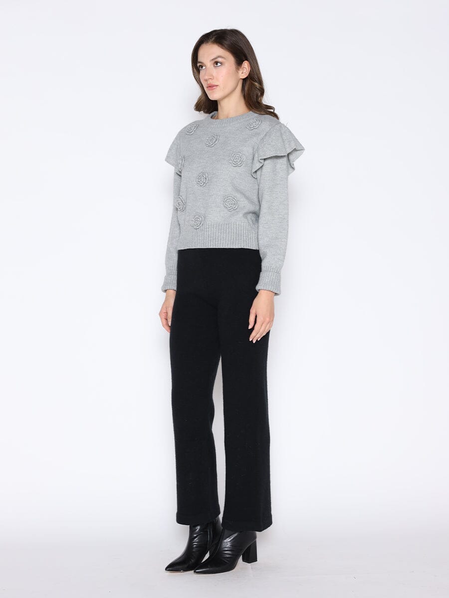 Gracia Fashion Women's Rose Crochet Pullover Sweater - Glamourous Grace