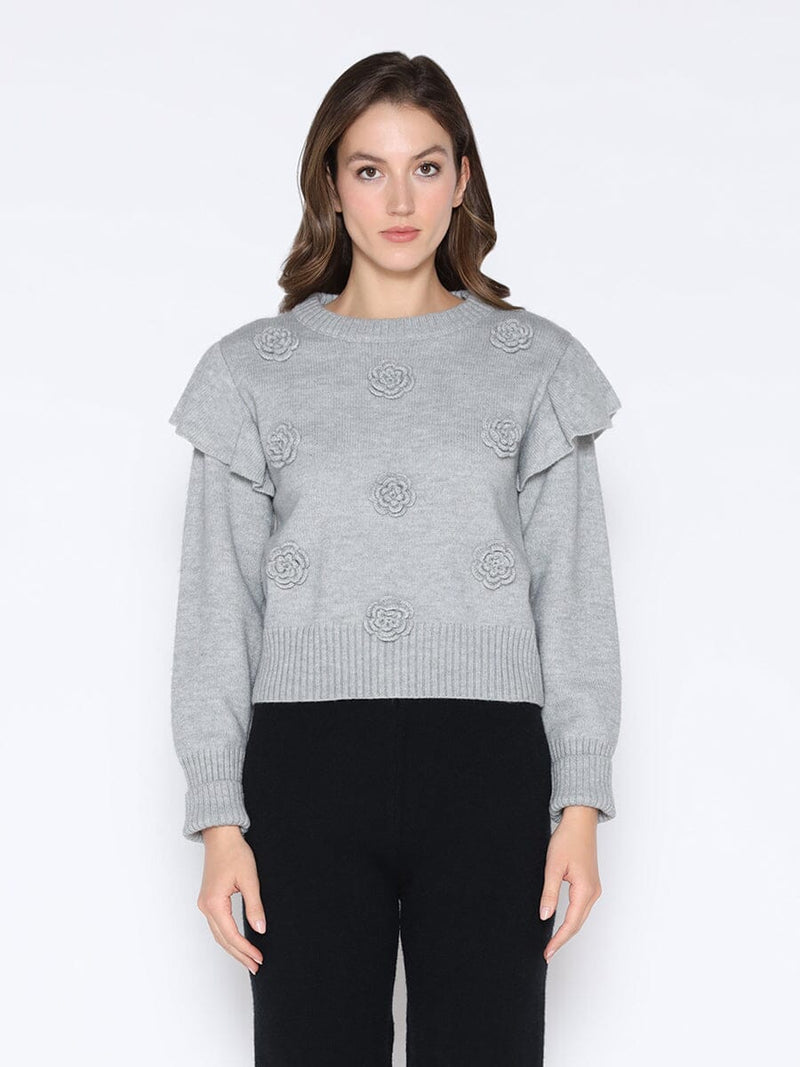 Gracia Fashion Women's Rose Crochet Pullover Sweater - Glamourous Grace