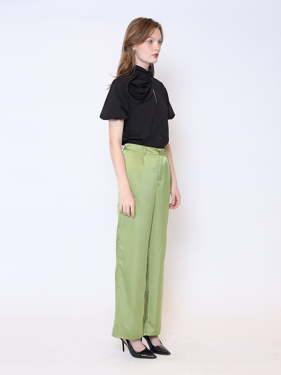 Rose Detail Puff Sleeve Top - Glamourous Grace
