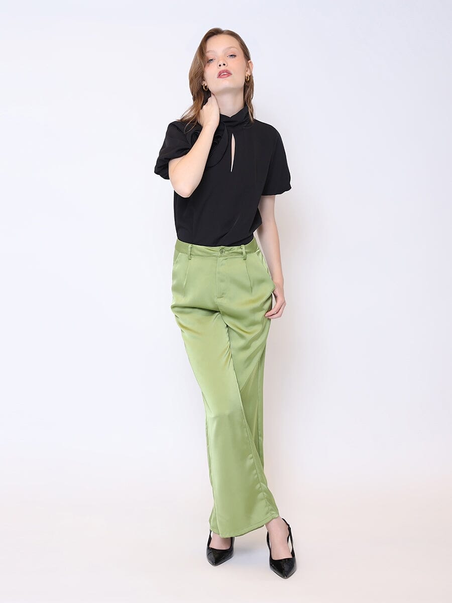 Rose Detail Puff Sleeve Top - Glamourous Grace