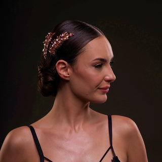 Rose  Gold Crystal Leaf Hair Comb Set - Glamourous Grace
