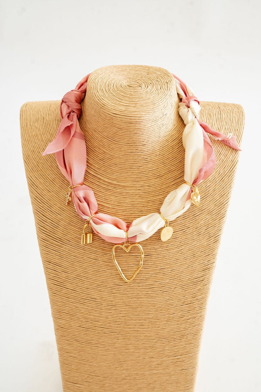 Rosie - Pink Heart - Scarf Necklace - Glamourous Grace