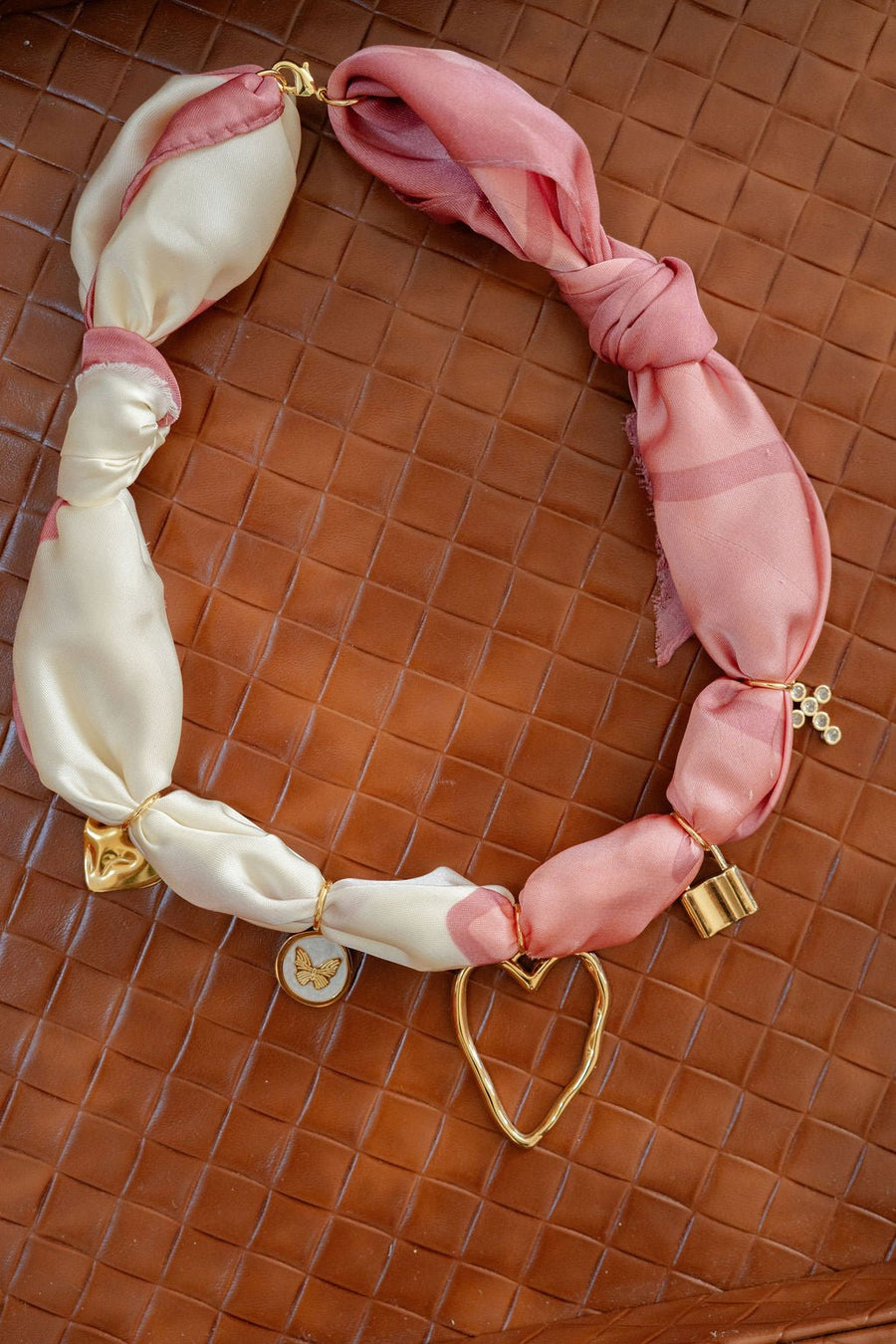Rosie - Pink Heart - Scarf Necklace - Glamourous Grace