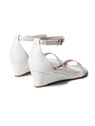 White Rosie wedges by J.Adams featuring a stylish design with a comfortable platform and open-toe style.