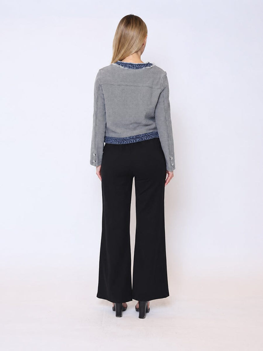 Round Neck Two- tone Denim Jacket