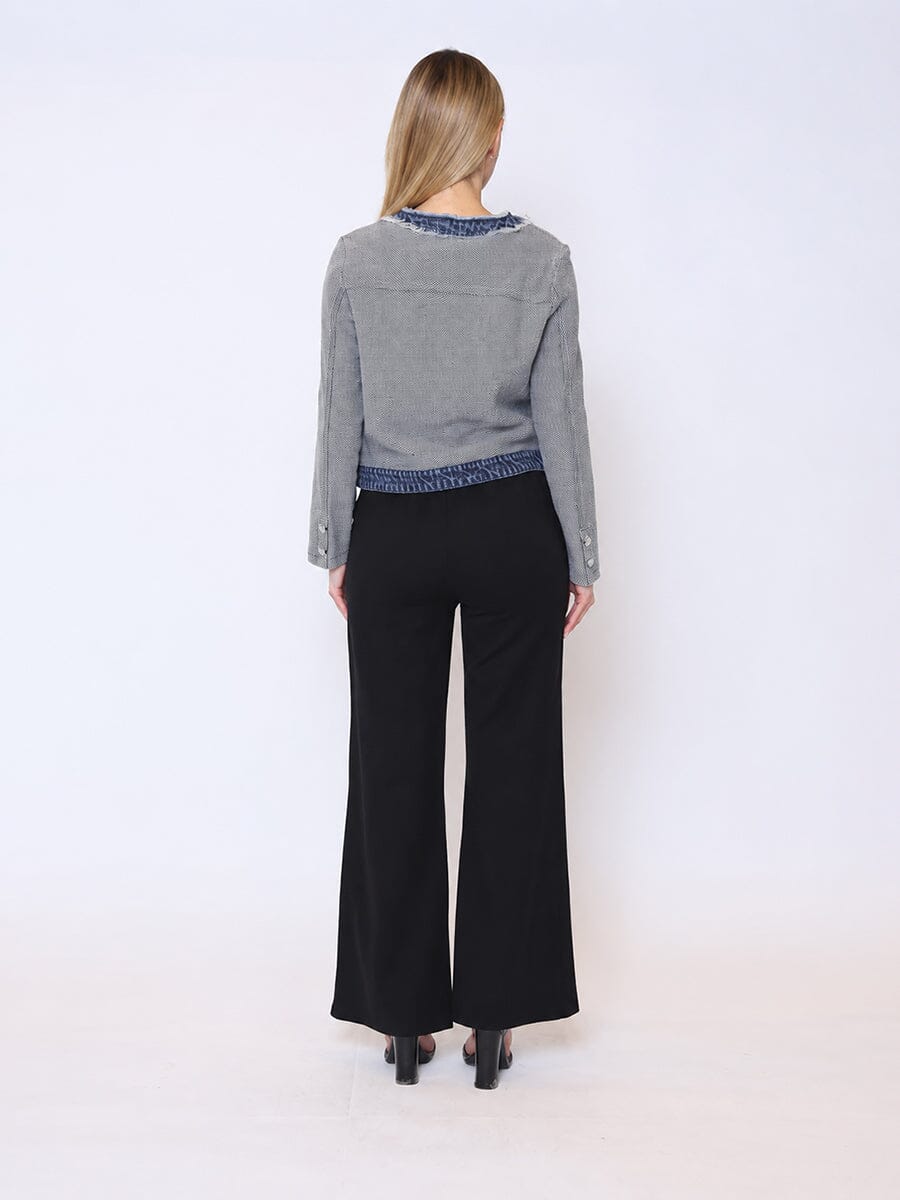 Round Neck Two- tone Denim Jacket - Glamourous Grace