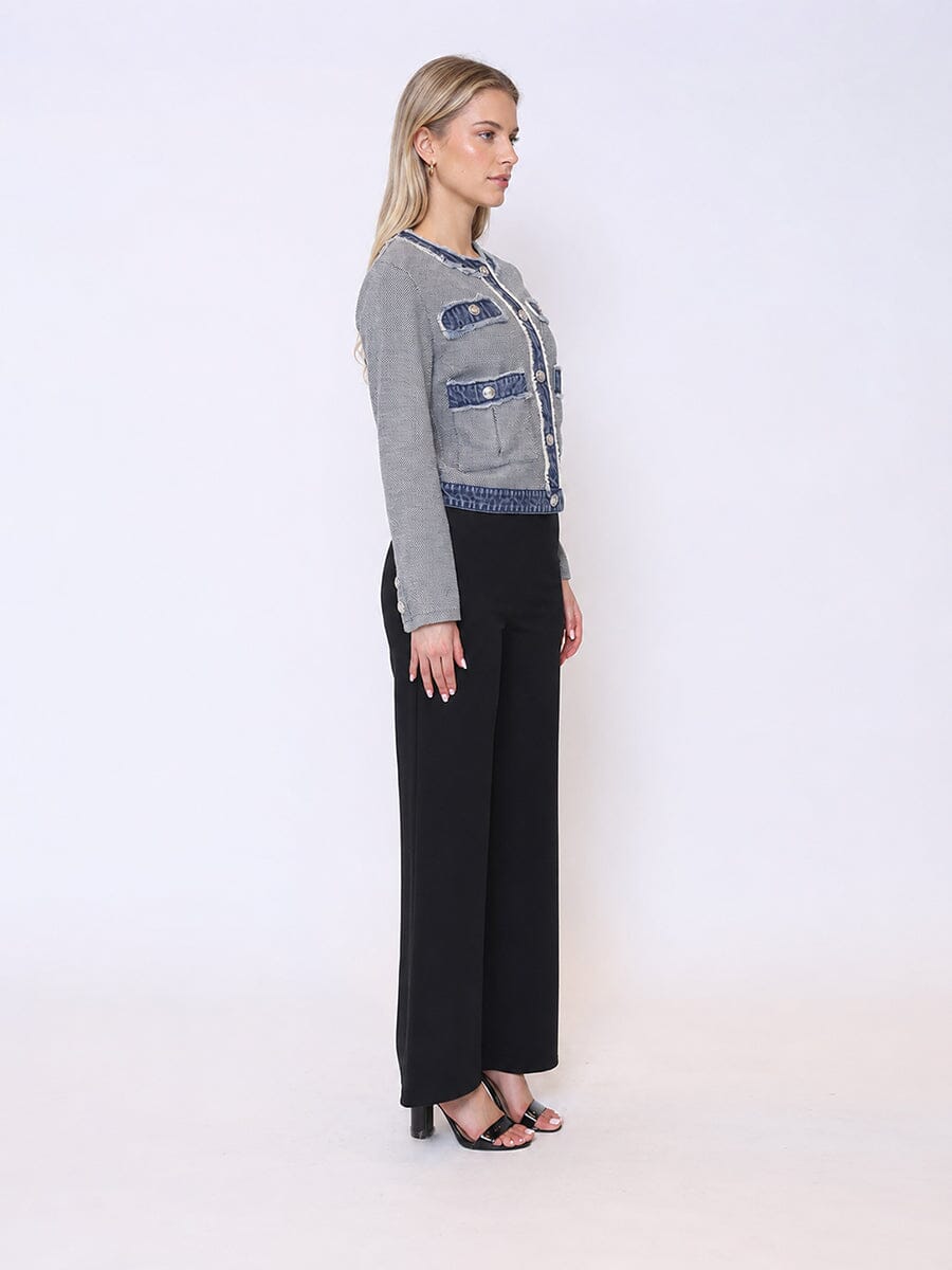Round Neck Two- tone Denim Jacket - Glamourous Grace