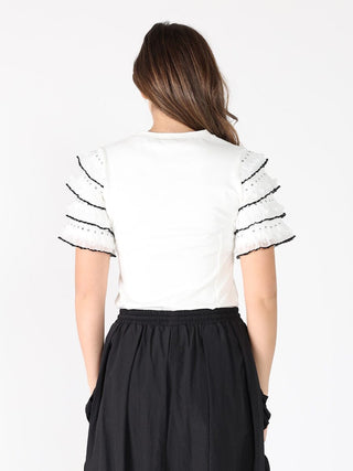 Round Neckline Tiered Short Sleeve Top