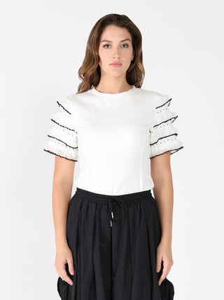 Round Neckline Tiered Short Sleeve Top