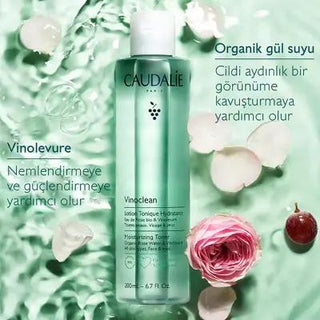 Caudalie Vinoclean Hydrating Toner: Gentle Alcohol-Free Facial Cleanser for Sensitive Skin | Natural Rose Water, Vegan & Makeup Removing - 400ml - Glamourous Grace
